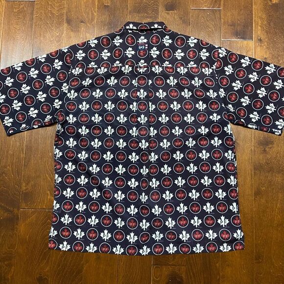 Phat Farm Vintage Y2K Maple Leaf AOP Button Front Navy White Shirt Mens Size 3XL - Picture 6 of 9
